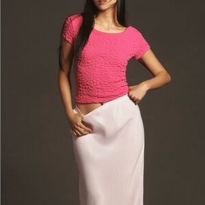 Maeve Pink Textured Popcorn Tee